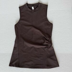 EUC Athleta Brown Ribbed Ruched Tank M